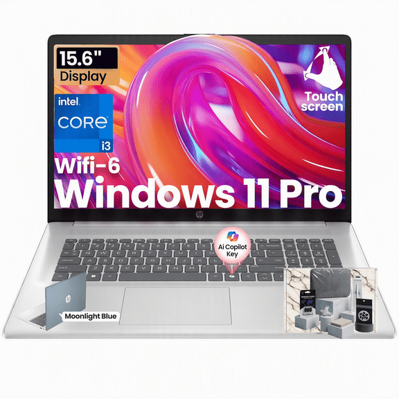 HP 15.6" Touchscreen Laptop Computer for Student Home and Business, Intel Core i3-N305, 8GB RAM, 256GB SSD, HDMI, Numeric Keypad, Webcam, Wi-Fi 6, Windows 11 Pro, Blue