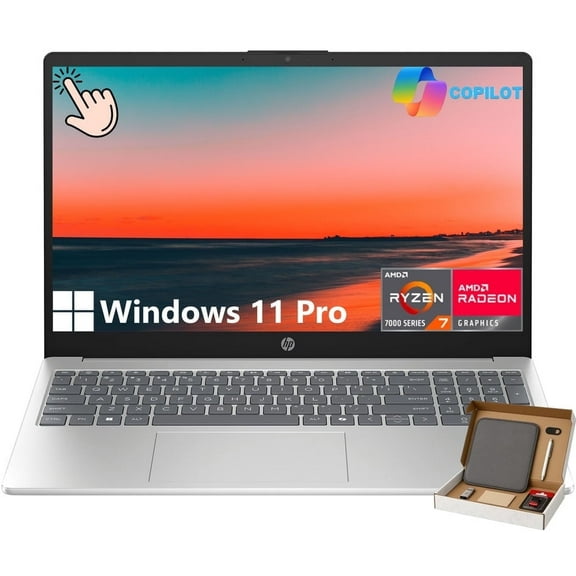 HP 15.6" Touchscreen Laptop, 15.6 inch FHD Anti-Glare IPS Touchscreen, AMD Ryzen 7 7730U, 16GB RAM, 512GB SSD, Copilot Key, Windows 11 Pro