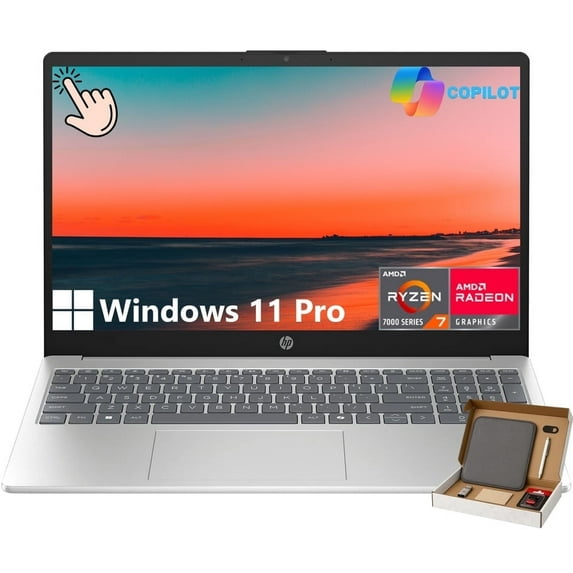 HP 15.6" Touchscreen Laptop, 15.6 inch FHD Anti-Glare IPS Touchscreen, AMD Ryzen 7 7730U, 16GB RAM, 512GB SSD, Copilot Key, Windows 11 Pro