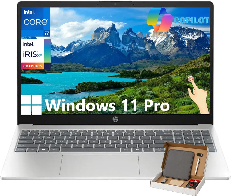 HP 15.6" Touchscreen Laptop for Business & Study, Intel Core i7-1355U, 64GB RAM, 1TB SSD, FHD Display, Windows 11 Pro, Copilot AI, Webcam, Wi-Fi 6, Bluetooth