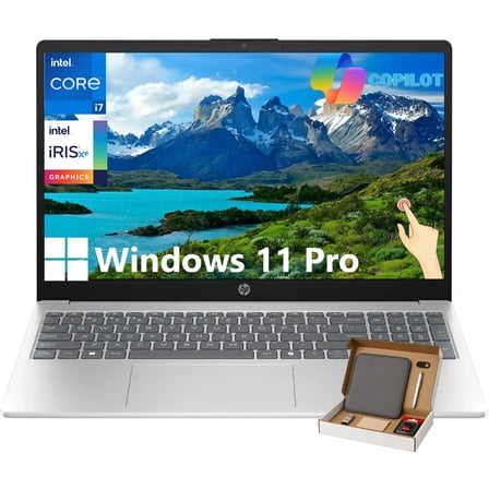 HP 15.6" Touchscreen Laptop for Business & Study, Intel Core i7-1355U, 64GB RAM, 1TB SSD, FHD Display, Windows 11 Pro, Copilot AI, Webcam, Wi-Fi 6, Bluetooth