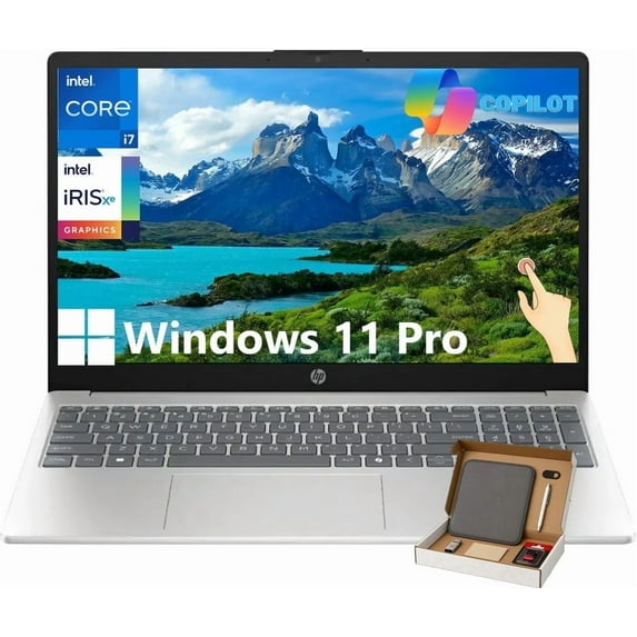 HP 15.6" Touchscreen Laptop for Business & Study, Intel Core i7-1355U, 64GB RAM, 2TB SSD, FHD Display, Windows 11 Pro, Copilot AI, Webcam, Wi-Fi 6, Bluetooth