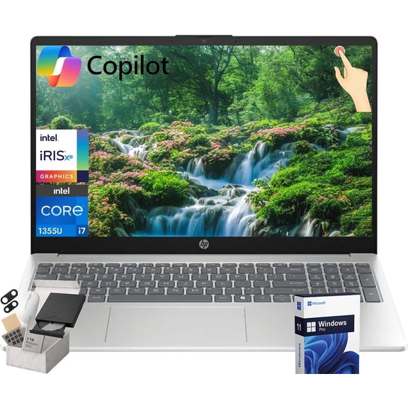 HP 15.6 Touchscreen Laptop Computer for Business, Intel 13th Gen i7-1355U, 32GB RAM, 1TB SSD, 15.6" FHD Touch Screen, Wi-Fi 6, HD Webcam, Windows 11 Pro, w/Accessories
