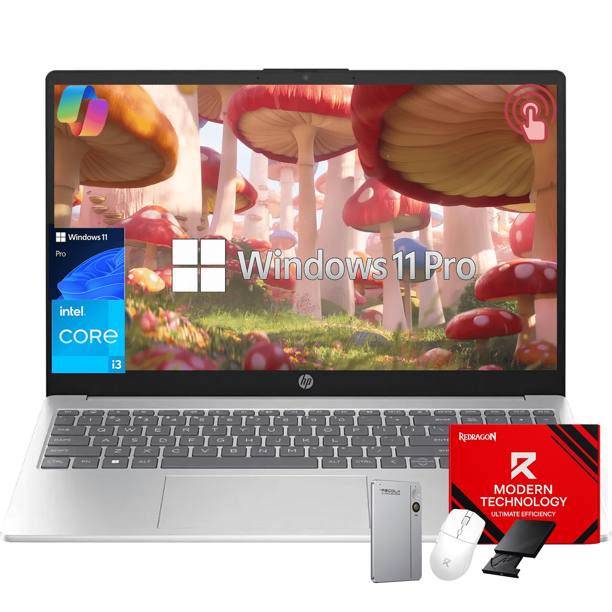 HP 15.6" Touchscreen Laptop Computer for Business & Student – Intel Core i3-1315U (Up to 4.5GHz), 16GB RAM, 512GB SSD, Windows 11 Pro, Copilot AI, HD Display, Wi-Fi 6, Bluetooth