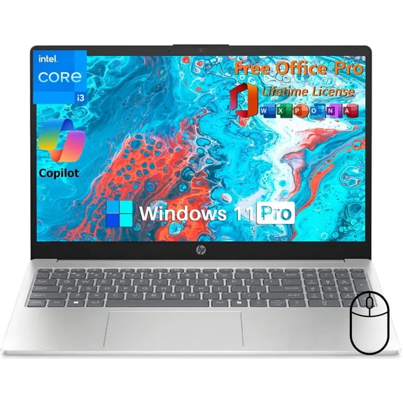 HP 15.6" Touchscreen Laptop Computer, Intel 13th Core i3-1315U(Up to 4.5GHz), Intel UHD Graphics, 32 GB RAM, 1 TB SSD, Long Battery Life, Copilot, Windows 11 Pro & Office Pro Lifetime License