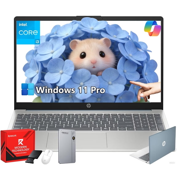 HP 15.6 Touchscreen Laptop Computer, Windows 11Pro, 16GB RAM, 2TB SSD, 15.6'' FHD Anti-Glare Touchscreen, Intel 8 Core i3-N305, AI Copilot, Intel UHD Graphics, Wi-Fi-6, Moonlight Blue