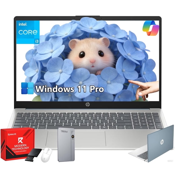 HP 15.6 Touchscreen Laptop Computer, Windows 11Pro, 8GB RAM, 256GB SSD, 15.6'' FHD Anti-Glare Touchscreen, Intel 8 Core i3-N305, AI Copilot, Intel UHD Graphics, Wi-Fi-6, Moonlight Blue