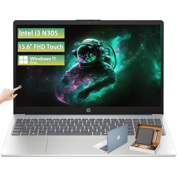 HP 15.6 Touchscreen Laptop Computer - Intel 8 Core i3-N305, 15.6'' FHD Anti-Glare Touchscreen (1920 x 1080), Windows 11Pro, AI Copilot, 64GB RAM + 2TB SSD, WiFi-6, Moonlight Blue