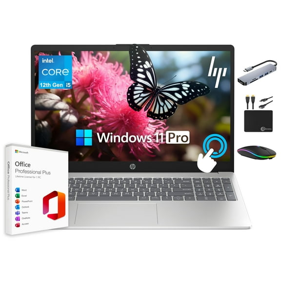 HP 15.6" Touchscreen Pavilion Laptop Computer, 16GB RAM, 1.5TB Storage (1TB SSD + 500GB Ext), 10-Core Intel i5 Processor, Wi-Fi 6E, Windows 11 Pro with Lifetime Microsoft Office, MarxsolAccessory