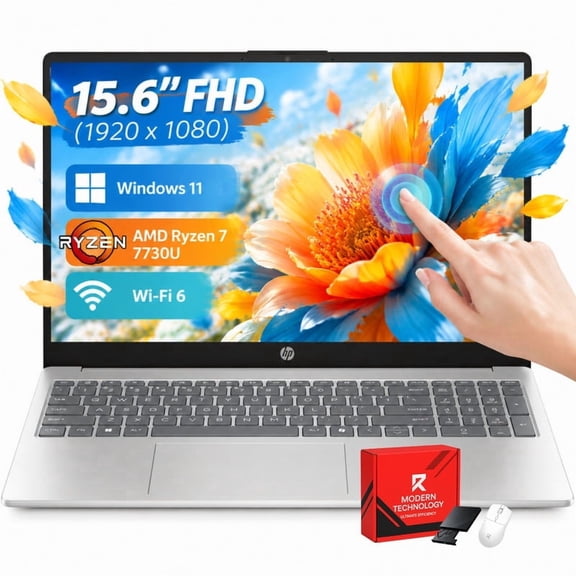 HP 15.6 inch FHD Touch Screen Laptop, AMD R7-7730U, 16GB RAM, 512GB SSD, Windows 11 Home