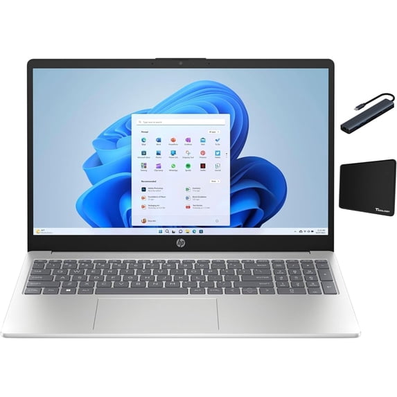 HP 15.6 inch FHD Touchscreen Laptop, AMD Ryzen 7 7730U Processor, 16GB RAM, 512GB SSD, Wi-Fi, Windows 11 Home, Copilot AI, Natural Silver with Tigology Accessories