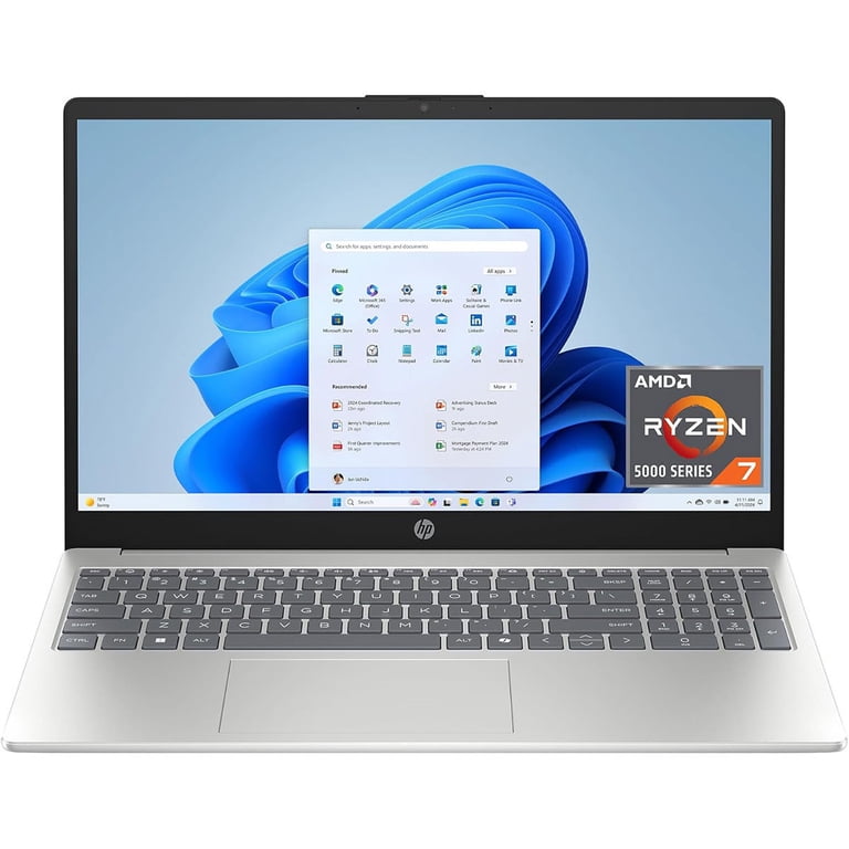 HP 15.6 inch Laptop, Natural Silver, FHD Display, AMD Ryzen 7