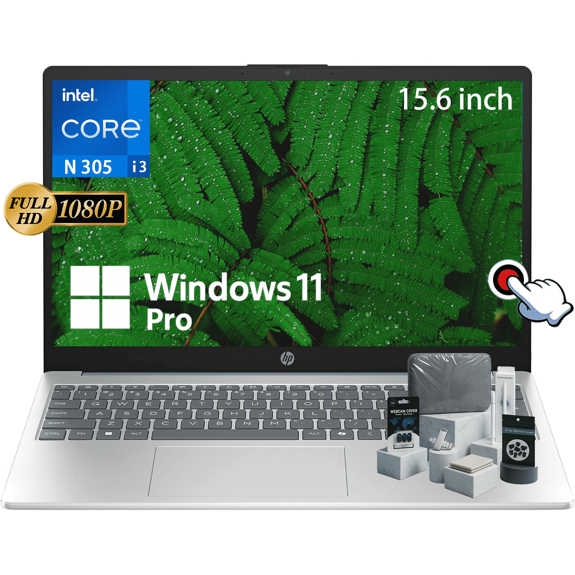 HP 15.6-inch Touchscreen Laptop Computer - 15.6'' FHD Anti-Glare Touch • 8GB RAM, 512GB SSD • Intel 8-Core i3-N305 • Win 11Pro • Ai Copilot • WiFi-6 • Long Battery Life • Laptop for Business(Blue)