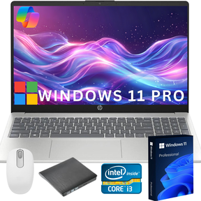 HP 15.6 inch Windows 11 Pro Laptop Intel Core i3-N305 16GB RAM 256GB SSD Silver