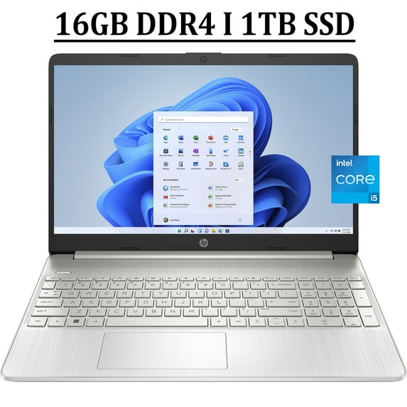 HP 15 Business Laptop 15.6" Diagonal FHD Anti-glare Display 11th Gen Intel Quad-Core i5-1135G7 Processor 16GB DDR4 1TB SSD Intel Iris Xe Graphics HDMI USB-C Webcam Bluetooth Win11 Silver