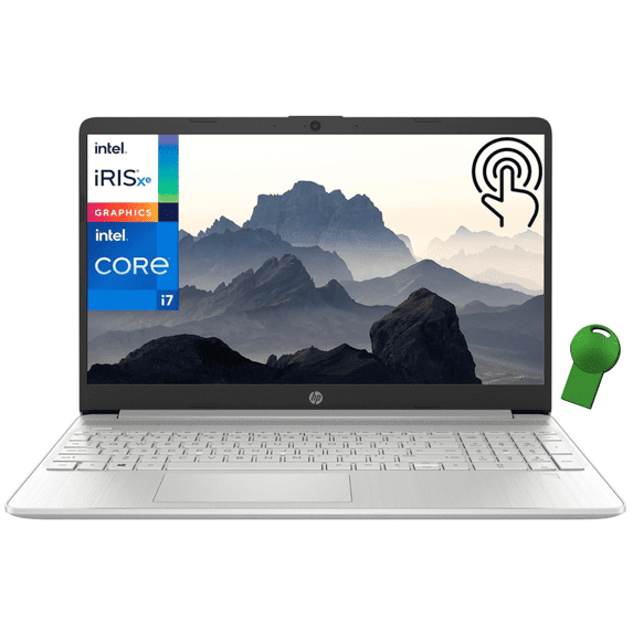 HP 15 Business Laptop Computer, 15.6" Touchscreen FHD, 12th Gen Intel 10-Core i7-1255U, 32GB DDR4 RAM, 2TB PCIe SSD, 802.11AC WiFi, Bluetooth, Silver, Windows 11 Home in S mode