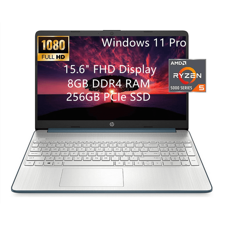 HP 15 Business Laptop Computer, AMD Ryzen 5 5500u, 15.6 inch FHD Display, Windows 11 Pro, 8GB Ram, 256GB Ssd, SD Card Reader, Fast Charge, AC Smart