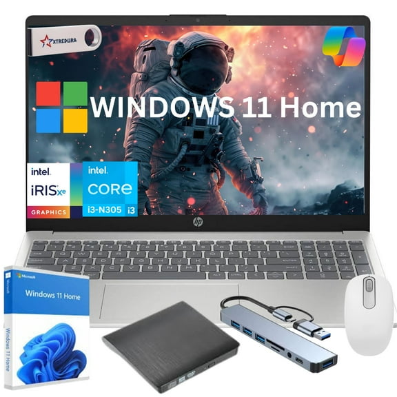 HP 15" FHD Laptop Gift Set, Intel I3-N305 (BEAT i5-1135G7), 16GB RAM,256GB PCIe SSD, Copilot AI, Windows 11 Home,Student & Business Laptop,Gift Set