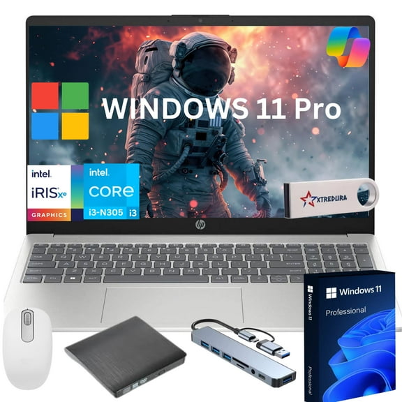HP 15" FHD Laptop Gift Set, Intel I3-N305 (BEAT i5-1135G7), 32GB RAM,1TB PCIe SSD, Copilot AI, Windows 11 Pro,Student & Business Laptop,Gift Set