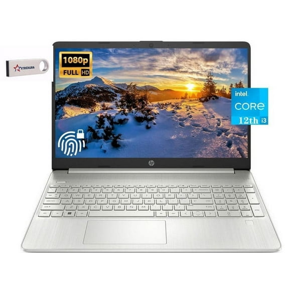 HP 15 Laptop, 15.6" FHD (1920 x 1080) Display, Intel Core 12TH i3-1215U Upto 4.4GHz, 8GB RAM, 256GB NVMe SSD, HDMI, Card Reader, Wi-Fi, Bluetooth, Windows 11 Pro/XTREDURA FLASH DRIVE