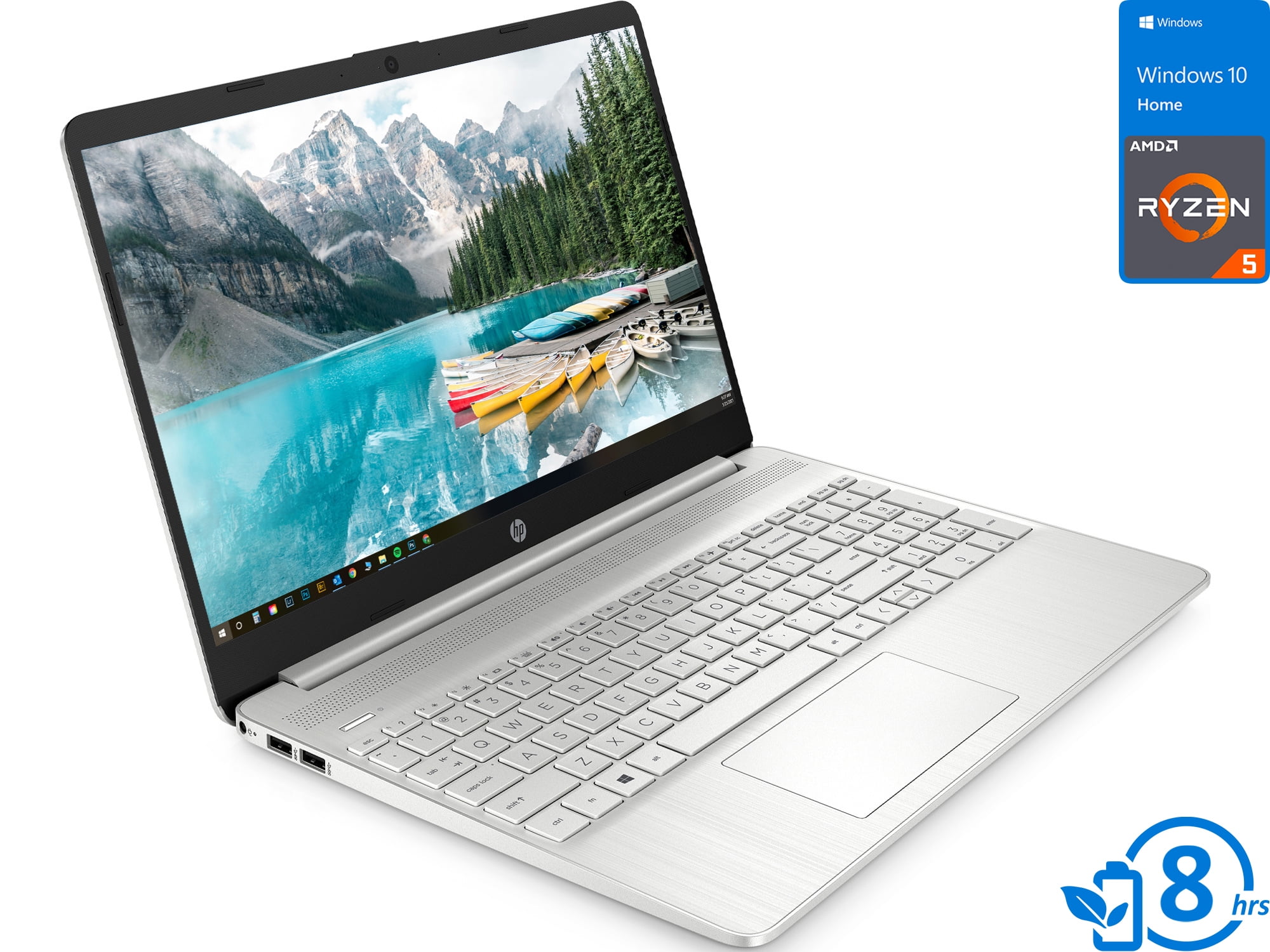 HP 15 Laptop, 15.6" FHD Display, AMD Ryzen 5 5500U Upto 4.0GHz, 8GB RAM, 512GB NVMe SSD, Vega 6, HDMI, Card Reader, Wi-Fi, Bluetooth, Windows 10 Home