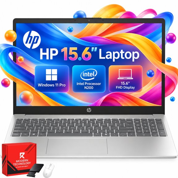HP 15 Laptop Computer, 15.6" HD Display, Intel Processor N200, 8GB RAM, 128GB UFS, Fast Charge, Windows 11 Pro