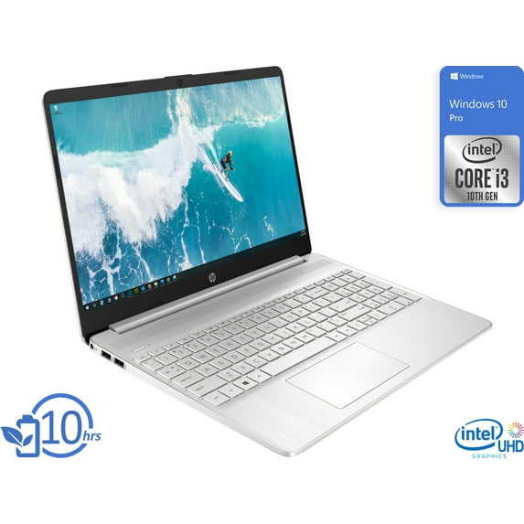 HP 15 Notebook, 15.6" HD Display, Intel Core i3-1005G1 Upto 3.4GHz, 16GB RAM, 256GB NVMe SSD, HDMI, Card Reader, Wi-Fi, Bluetooth, Windows 10 Pro