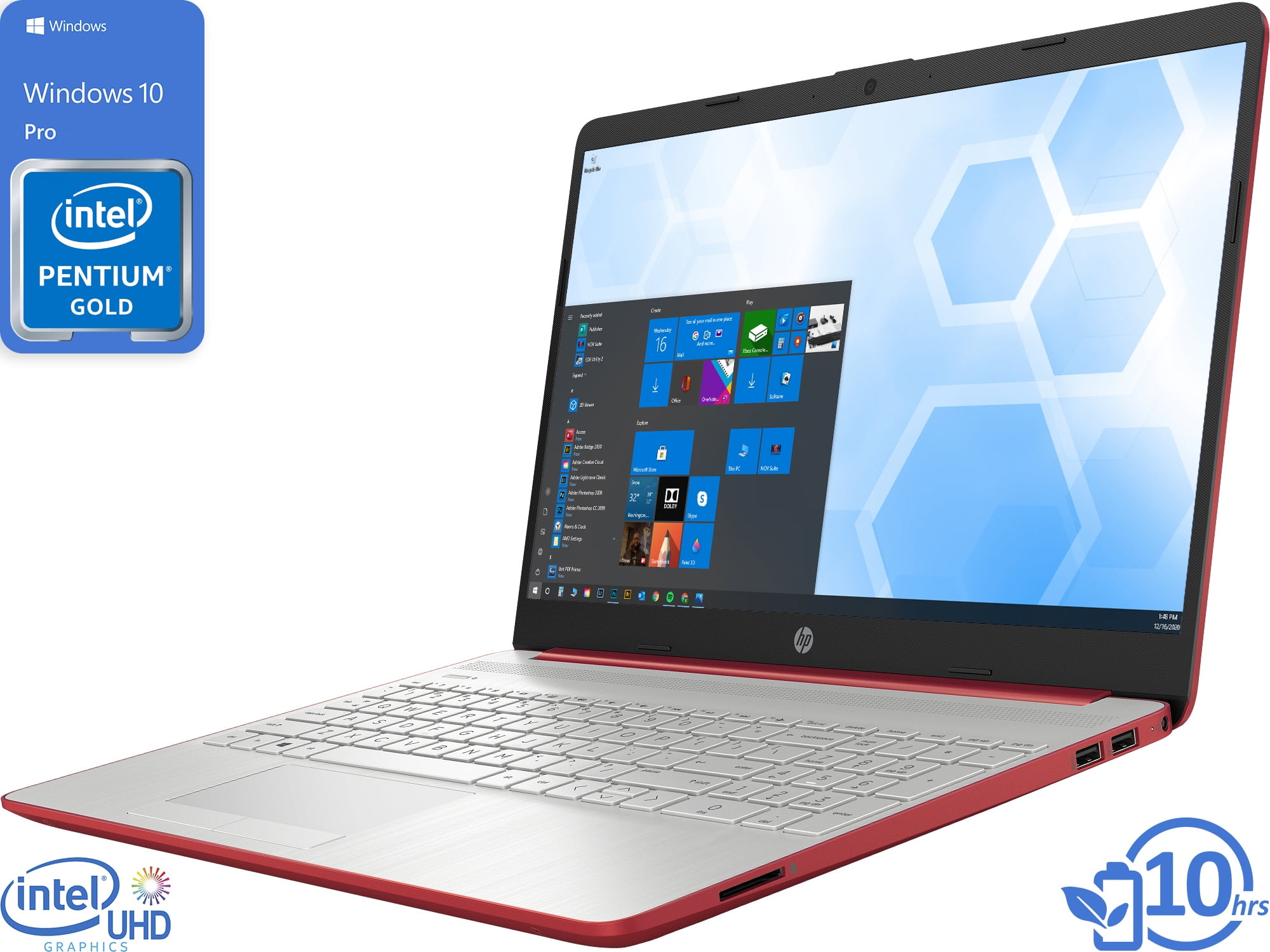 HP 15.6in Laptop (Intel Pentium Quad-Core N5000, 4GB RAM, 128GB SSD, HDMI,  WiFi, Bluetooth, HD Webcam, Windows 10 S) (Renewed)