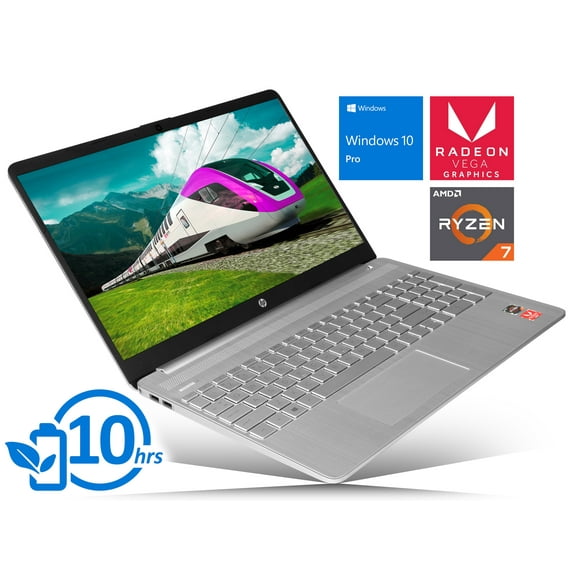 HP 15 Notebook, 15.6" HD Touch Display, AMD Ryzen 7 3700U Upto 4.0GHz, 8GB RAM, 128GB NVMe SSD, Vega 10, HDMI, Card Reader, Wi-Fi, Bluetooth, Windows 10 Pro