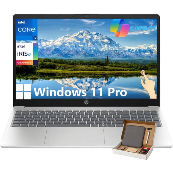 HP 15 Touch Student & Business Laptop - 15.6" FHD Touchscreen, Intel Core i7-1355U(10-Core), 32GB RAM, 1TB SSD, Intel Iris Xe Graphics, Wi-Fi 6, Copilot AI, Windows 11 Pro