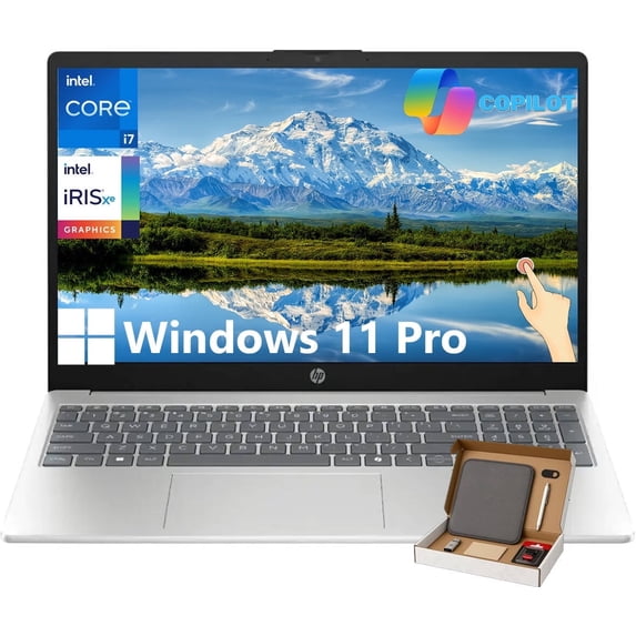 HP 15 Touch Student & Business Laptop - 15.6" FHD Touchscreen, Intel Core i7-1355U(10-Core), 64GB RAM, 1TB SSD, Intel Iris Xe Graphics, Wi-Fi 6, Copilot AI, Windows 11 Pro
