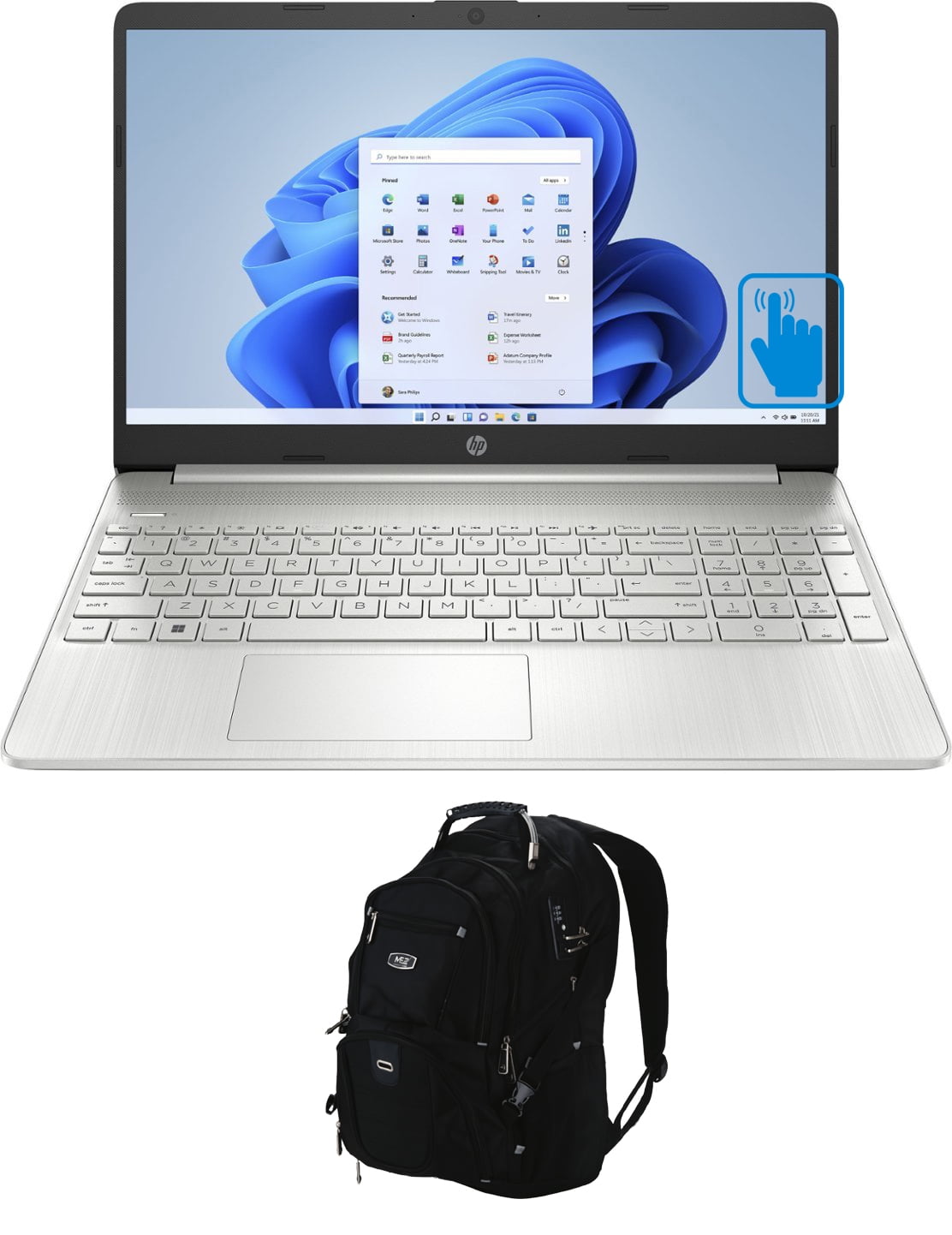 HP 15-dy2702dx Home/Business Laptop (Intel i3-1115G4 2-Core, 15.6in 60Hz Touch HD (1366x768), Intel UHD, 16GB RAM, 256GB PCIe SSD, Wifi, HDMI, Win 10 Pro) with Backpack