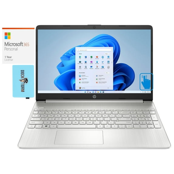 HP 15-dy4013dx Home/Business Laptop (Intel i5-1155G7 4-Core, 15.6in 60Hz Touch HD (1366x768), Intel Iris Xe, 16GB RAM, 512GB PCIe SSD, Win 11 Pro) with Microsoft 365 Personal , Dockztorm Hub