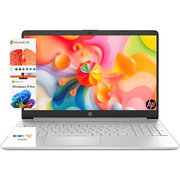 HP 15 inch Laptop for Home or Work, Intel 4-core Processor, 16GB RAM, 256GB SSD, 15.6" Micro Edge LED IPS Display, SD Card Reader, HDMI, Windows 11 Pro with Microsoft Office 365 Included, WOWPC USB