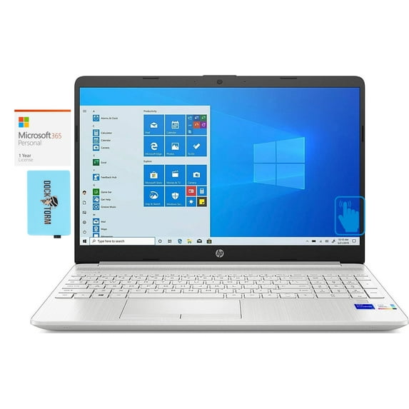 HP 15t-dw300-15 Home/Business Laptop (Intel i7-1165G7 4-Core, 15.6in 60Hz Touch HD (1366x768), Intel Iris Xe, 16GB RAM, 512GB PCIe SSD, Win 11 Pro) with Microsoft 365 Personal , Dockztorm Hub