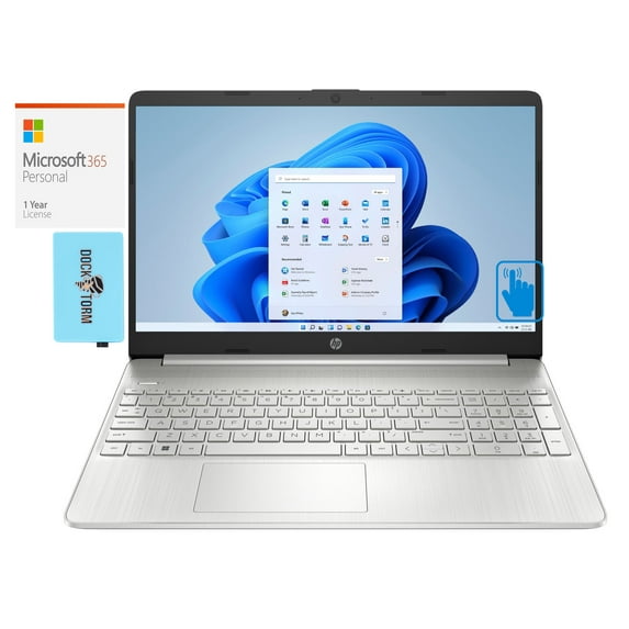 HP 15t-dy500-15TDY Home/Business Laptop (Intel i7-1260P 12-Core, 15.6in 60Hz Touch Full HD (1920x1080), Intel Iris Xe, 8GB RAM, Win 10 Pro) with Microsoft 365 Personal , Dockztorm Hub