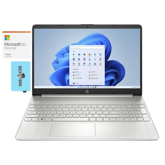 HP 15z-ef3000 Home/Business Laptop (AMD Ryzen 5 5625U 6-Core, 15.6in 60Hz Full HD (1920x1080), AMD Radeon, 16GB RAM, 256GB PCIe SSD, Wifi, Win 10 Pro) with Microsoft 365 Personal , Dockztorm Hub
