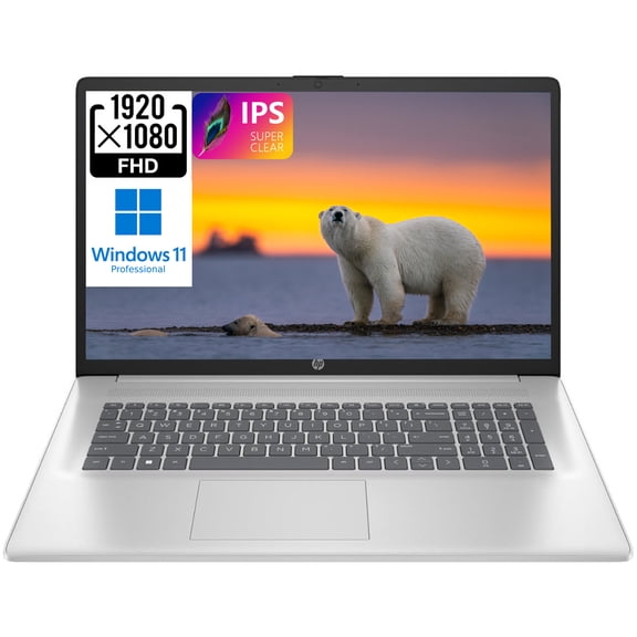 HP 17 17.3" FHD + IPS [Windows 11 Pro] Business Laptop Computer, Intel Core i3-1215U, 12GB RAM, 256GB SSD, Long Battery Life, Wi-Fi, Bluetooth, HDMI, Silver
