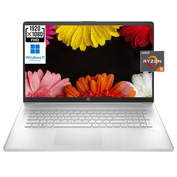 HP 17 17.3" Full HD [Windows 11 Pro] Business Laptop Computer, 6 Core AMD Ryzen 5 5500U, 8GB RAM, 512GB PCIe SSD, Fingerprint, Numeric Keypad, Wi-Fi 5, Bluetooth 4.2, w/Accessories