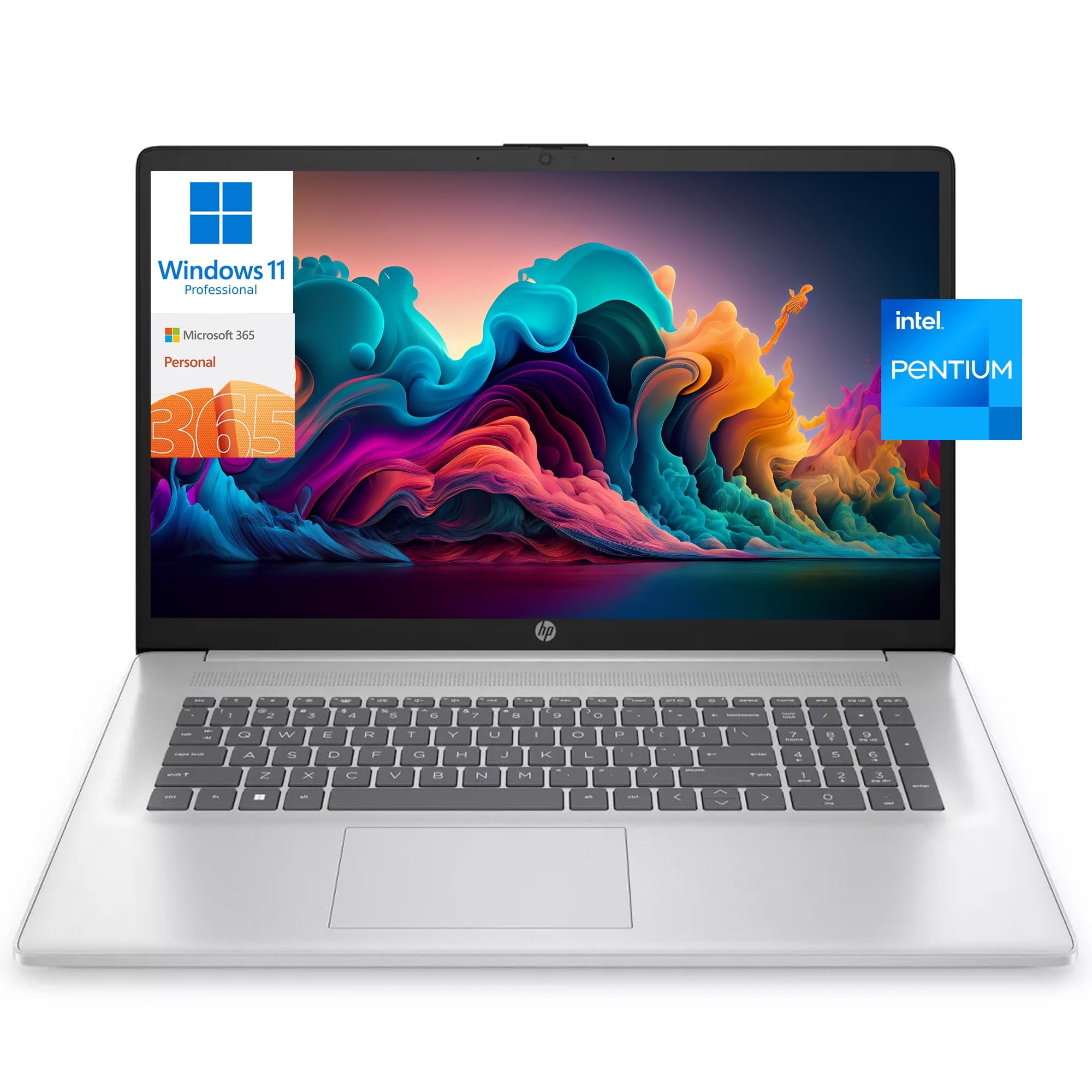 HP 17 17.3" HD+ Touchscreen Business Laptop Computer, Intel Pentium N5030, 16GB RAM, 1TB SSD, 1-Year Office 365, Long Battery Life, Wi-Fi 5, Bt 5, HDMI,Silver