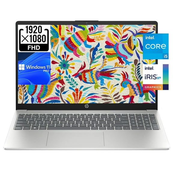 HP 15 15.6" Full HD [Windows 11 Pro] Business Laptop Computer, Intel 10-Core i5-1235U, 8GB RAM, 512GB SSD, Iris Xe Graphic, Numeric Keypad, Wi-Fi 6, BT 5.3, Silver