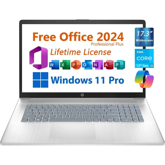HP 17.3" Business Laptop, Free Microsoft Office 2024, Copilot AI Chat, Non-Touch Widescreen FHD Display, Intel 6-Core i3-1215U Upto 4.4 GHz, 16GB RAM, 1TB SSD, 6 Hours Battery, Windows 11 Pro