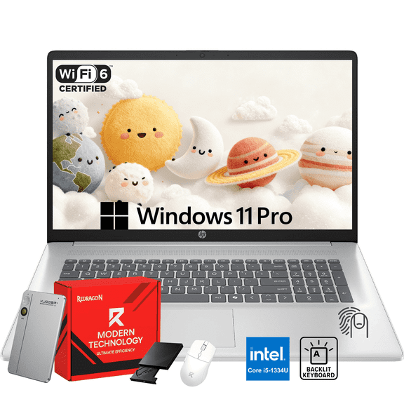 HP 17.3" Business Laptop, Intel Core i5-1334U, 32GB RAM, 2TB SSD, Backlit Keyboard, Fingerprint Reader, Lifetime Windows 11 Pro & Copilot AI, w/Accessories