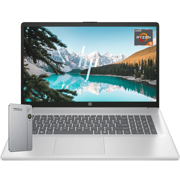 HP 17.3" Business Student Laptop, AMD Ryzen 5 7430U,8 GB RAM, 256GB SSD, Wi-Fi 6, Win 11 Home, Recolx AI Voice Recorder
