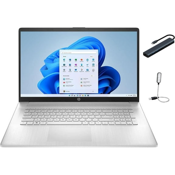 HP 17.3'' Diagonal HD+ Touch Display Laptop, AMD Ryzen 3 3250U, 16GB DDR4, 256GB SSD, AMD Radeon Graphics, HD Webcam, WiFi 6, Bluetooth, 1-Year 365 Office, Win10, Silver with Mazepoly Accessories