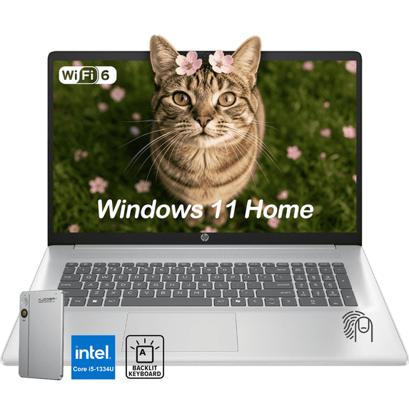 HP 17.3 Laptop for Business and Student, Intel Core i5-1334U, 16GB RAM 1TB SSD, Backlit KB, Fingerprint, Windows 11 Home, w/Reclox AI Voice Recorder