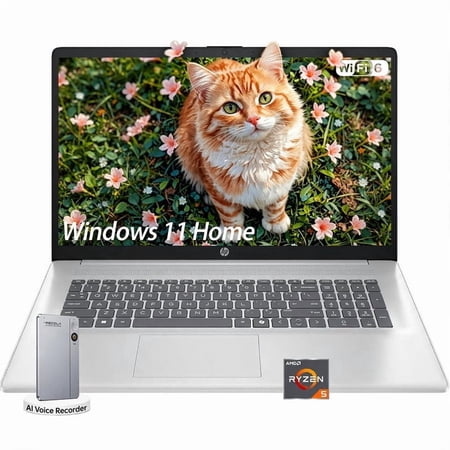 HP 17.3 FHD Anti-Glare Display Laptop, AMD Ryzen 5 7430U, 8 GB RAM, 256 GB SSD, Copilot-AI, Wi-Fi 6, Windows 11 Home with Accessory