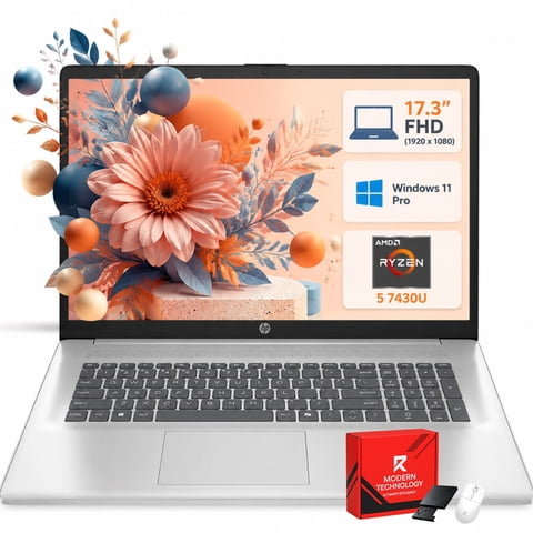 HP 17.3" FHD Business Laptop, AMD Ryzen 5 7430U, 16GB RAM, 512GB NVMe SSD, Anti-Glare Display, Copilot AI, Full Numeric Keypad, Windows 11 Pro