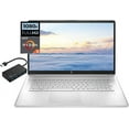 thumbnail image 1 of HP 17.3" FHD Display (1920 x 1080) Laptop, 6-core AMD Ryzen 5 5500U, 8GB RAM 1TB SSD, Wi-Fi 5(1x1), Bluetooth 4.2, Windows 10 Home (S Mode), Natural Silver, Bundle with Lanbertent 4-Port USB Hub, 1 of 5
