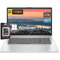 HP 17.3" FHD IPS Laptop, AMD Ryzen 5 7430U, 8GB RAM 1TB SSD, Windows 11 Pro, with VLT 64GB SD Card, Natural Silver